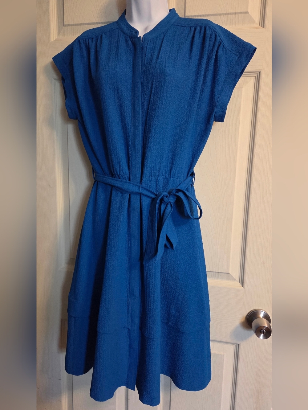 Calvin Klein Blue Belted Midi Dress Size 10